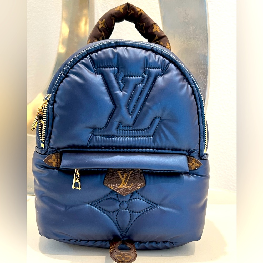 Pillow collection Louis Vuitton Palm Spring Mini Backpack. Blue fabric ➕ canvas